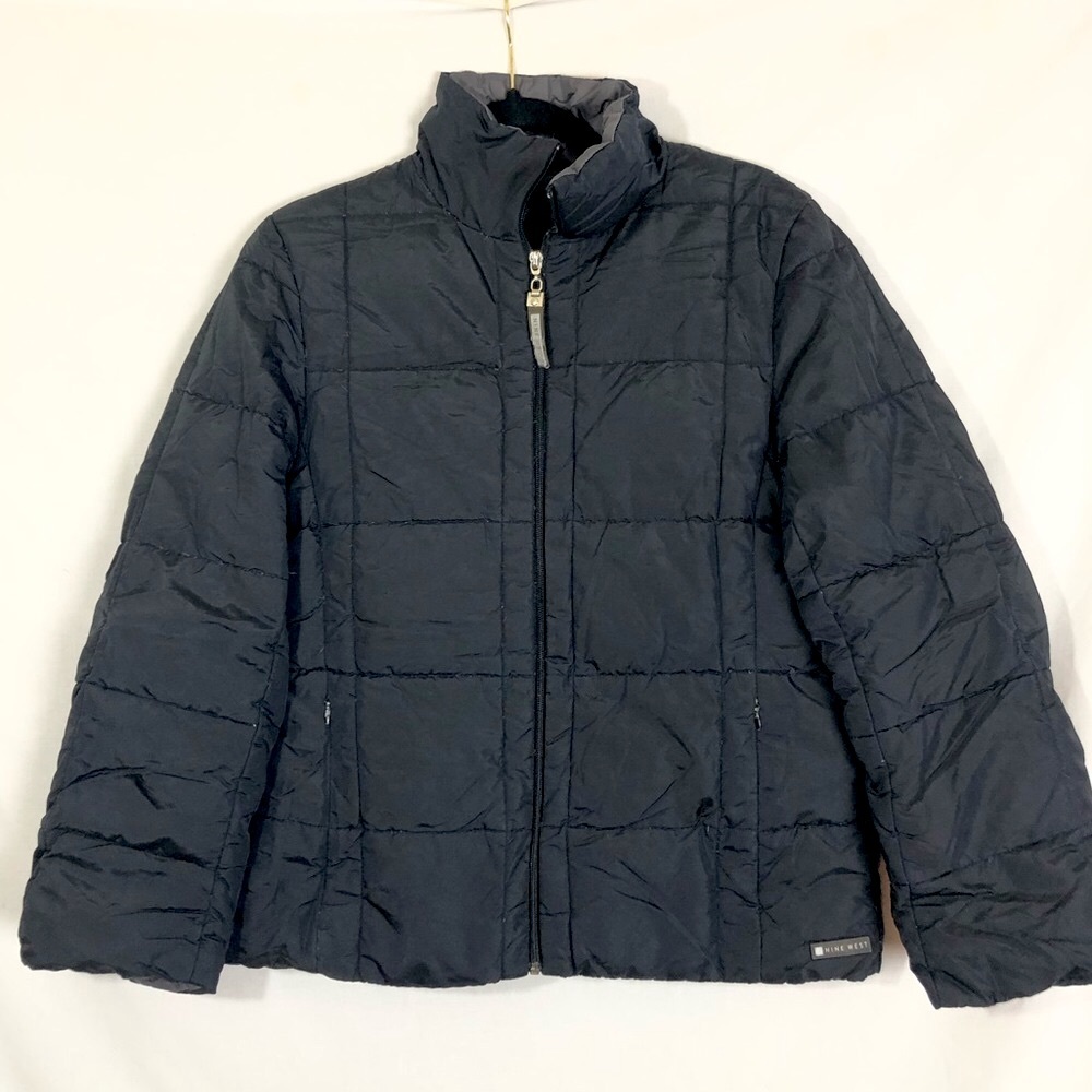 Nine West puffer down coat jacket navy